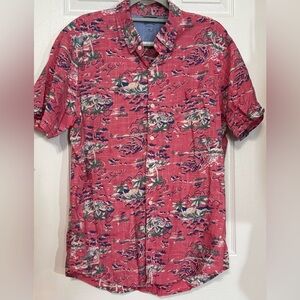 Izod Saltwater Men’s XL Short Sleeve Button Down Shirt Tropical Print